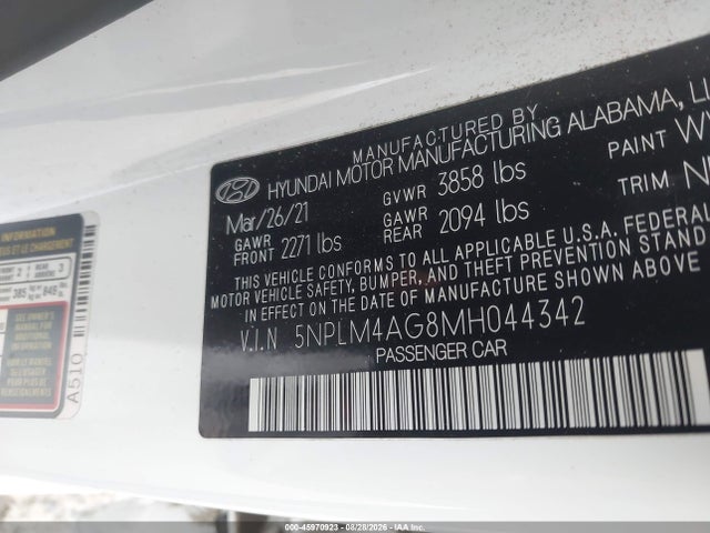 Hyundai ELANTRA SEL 2021 5NPLM4AG8MH044342 Image 9