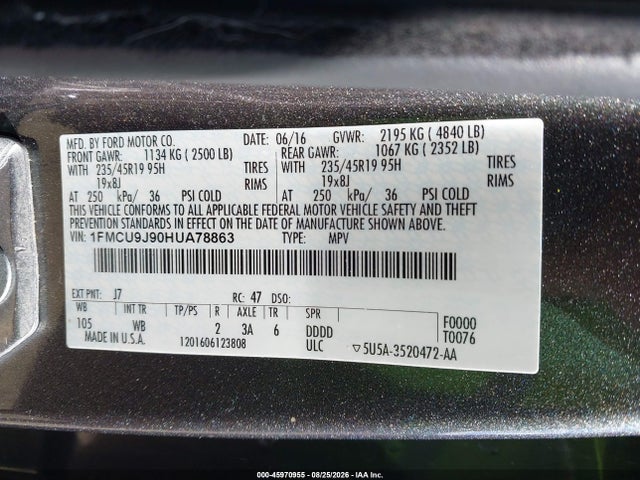 Продаж на аукціоні авто 2017 Ford Escape Titanium, vin: 1FMCU9J90HUA78863, номер лоту: 45970955
