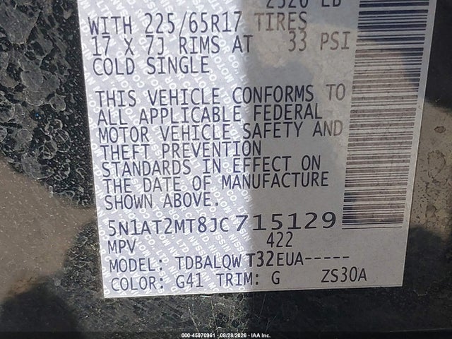 5N1AT2MT8JC715129 Nissan ROGUE SV