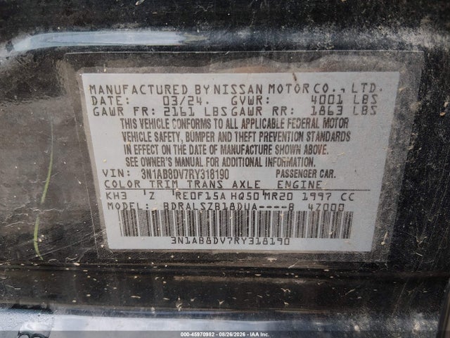 Продажа на аукционе авто 2024 Nissan Sentra Sr Xtronic Cvt, vin: 3N1AB8DV7RY318190, номер лота: 45970982