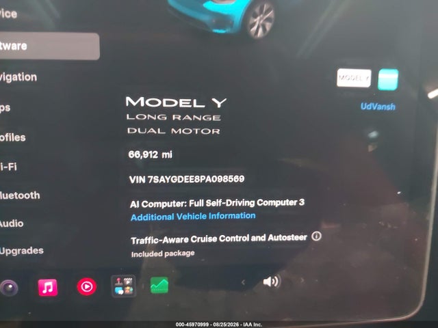 Продажа на аукционе авто 2023 Tesla Model Y Awd/long Range Dual Motor All-wheel Drive, vin: 7SAYGDEE8PA098569, номер лота: 45970999