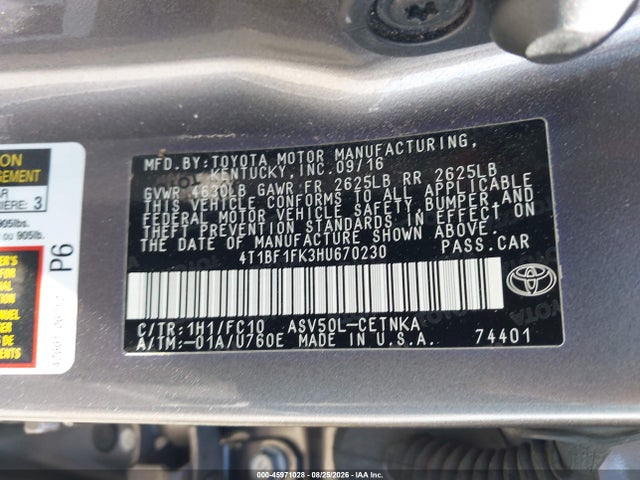 Toyota CAMRY LE 2017 4T1BF1FK3HU670230 Image 9