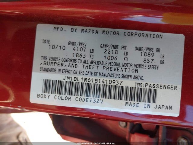 Aukcja sprzedaży 2011 Mazda Mazda3 S Grand Touring, vin: JM1BL1M61B1410937, numer aukcji: 45971029