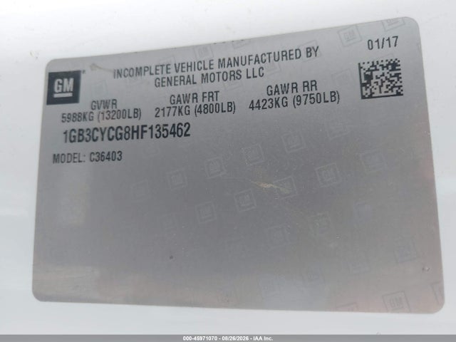 Продажа на аукционе авто 2017 Chevrolet Silverado 3500hd Chassis Wt, vin: 1GB3CYCG8HF135462, номер лота: 45971070