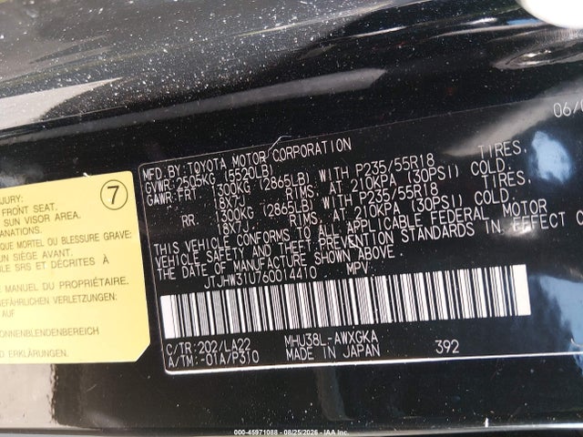 Aukcja sprzedaży 2006 Lexus Rx 400h, vin: JTJHW31U760014410, numer aukcji: 45971088