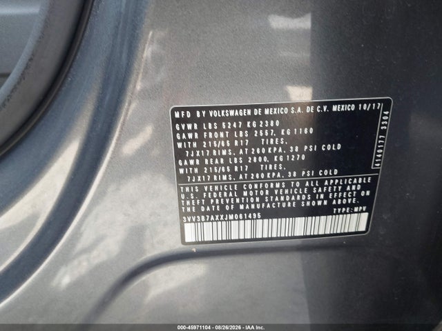 Продажа на аукционе авто 2018 Volkswagen Tiguan 2.0t Se/2.0t Sel, vin: 3VV3B7AXXJM061495, номер лота: 45971104