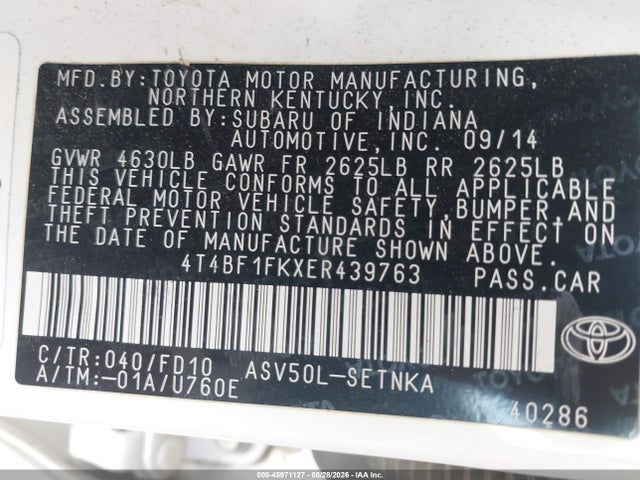 4T4BF1FKXER439763 Toyota CAMRY LE
