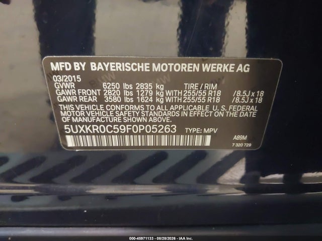 Продажа на аукционе авто 2015 Bmw X5 Xdrive35i, vin: 5UXKR0C59F0P05263, номер лота: 45971133
