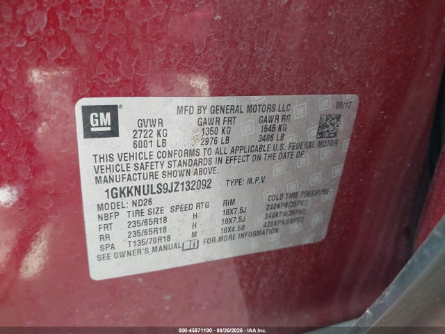 GMC Acadia Slt-1 2018 1GKKNULS9JZ132092 Image 9