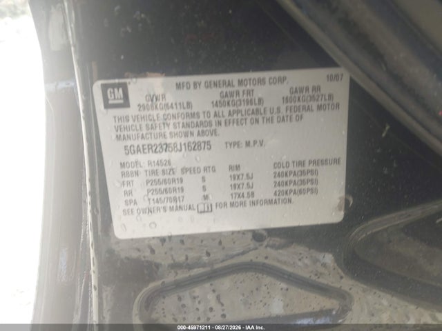 Aukcja sprzedaży 2008 Buick Enclave Cxl, vin: 5GAER23758J162875, numer aukcji: 45971211