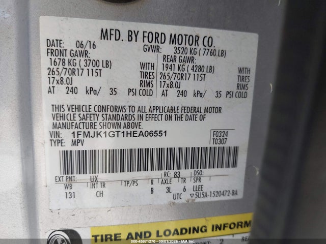 Ford Expedition El Xl 2017 1FMJK1GT1HEA06551 Image 9
