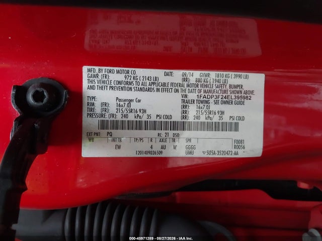 Aukcja sprzedaży 2014 Ford Focus Se, vin: 1FADP3F24EL395982, numer aukcji: 45971289