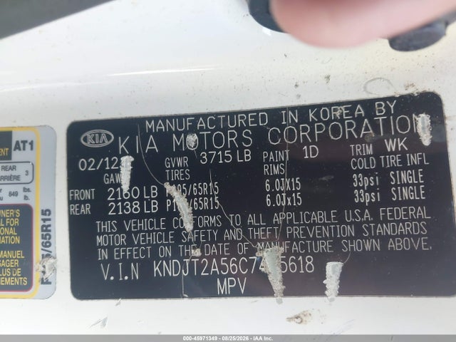 Aukcja sprzedaży 2012 Kia Soul, vin: KNDJT2A56C7435618, numer aukcji: 45971349