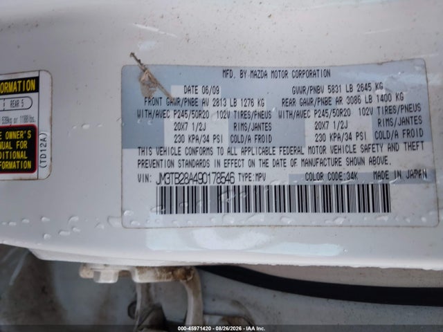 Aukcja sprzedaży 2009 Mazda Cx-9 Grand Touring, vin: JM3TB28A490178546, numer aukcji: 45971420