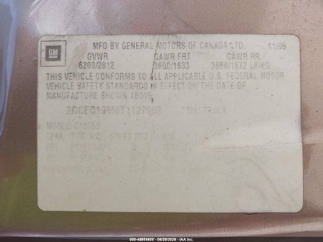 45971477 :رقم المزاد ، 2GCEC19M6T1127062 vin ، 1996 Chevrolet Gmt-400 C1500 مزاد بيع