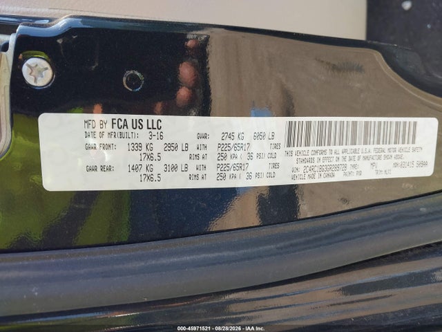45971521 :رقم المزاد ، 2C4RC1BG3GR289728 vin ، 2016 Chrysler Town & Country Touring مزاد بيع