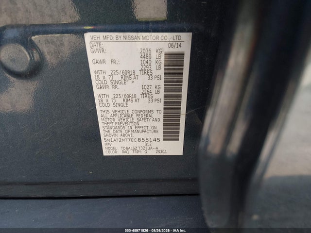 2014 Nissan Rogue Sl მანქანა იყიდება აუქციონზე, vin: 5N1AT2MT7EC855145, აუქციონის ნომერი: 45971526
