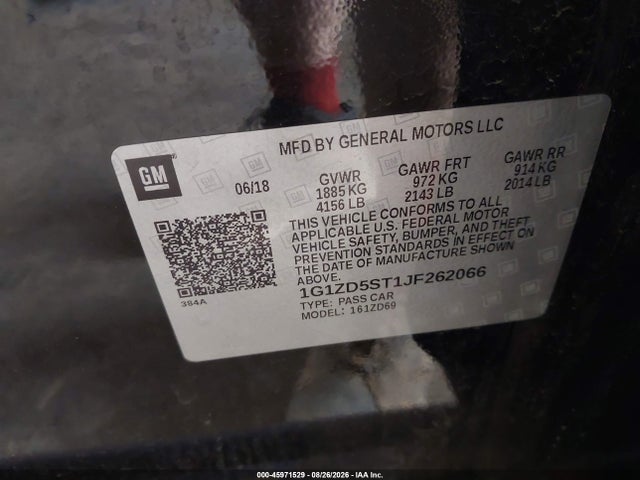Aukcja sprzedaży 2018 Chevrolet Malibu Lt, vin: 1G1ZD5ST1JF262066, numer aukcji: 45971529