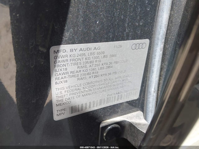 Продаж на аукціоні авто 2025 Audi All-new Q5 Premium Tfsi Quattro S Tronic, vin: WA11AAGU7S2111761, номер лоту: 45971543
