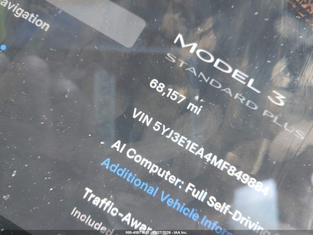 Tesla Model 3 Standard Range Plus Rear-wheel Drive 2021 5YJ3E1EA4MF849884 Image 7