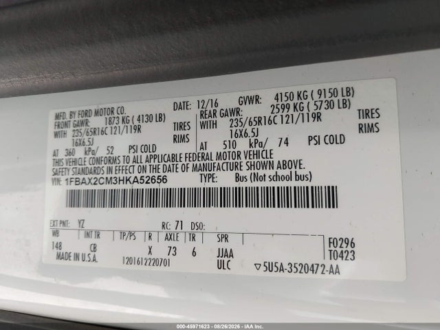 Ford Transit-350 Xlt 2017 1FBAX2CM3HKA52656 Image 9