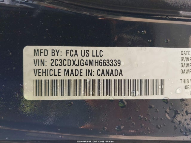 45971646 :رقم المزاد ، 2C3CDXJG4MH663339 vin ، 2021 Dodge Charger Sxt Awd مزاد بيع
