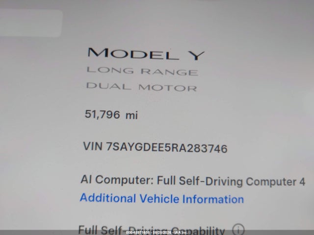 Продаж на аукціоні авто 2024 Tesla Model Y Long Range Dual Motor All-wheel Drive, vin: 7SAYGDEE5RA283746, номер лоту: 45971658