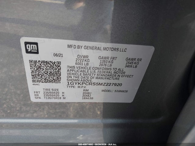 Aukcja sprzedaży 2021 Cadillac Xt6 Fwd Premium Luxury, vin: 1GYKPCRS5MZ227920, numer aukcji: 45971692