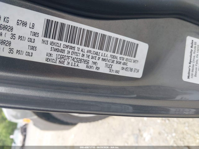 Aukcja sprzedaży 2012 Ram 1500 St, vin: 1C6RD7FT4CS287056, numer aukcji: 45971715