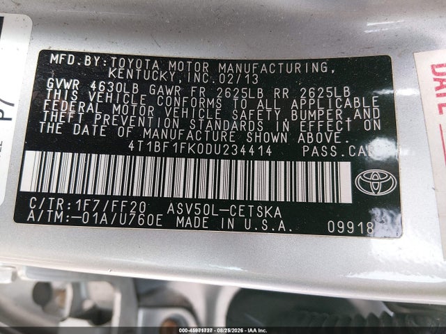 Продажа на аукционе авто 2013 Toyota Camry Se, vin: 4T1BF1FK0DU234414, номер лота: 45971727
