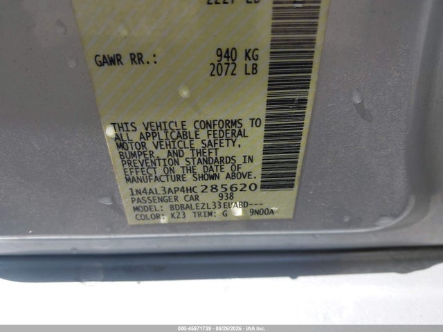 45971739 :رقم المزاد ، 1N4AL3AP4HC285620 vin ، 2017 Nissan Altima 2.5 S مزاد بيع