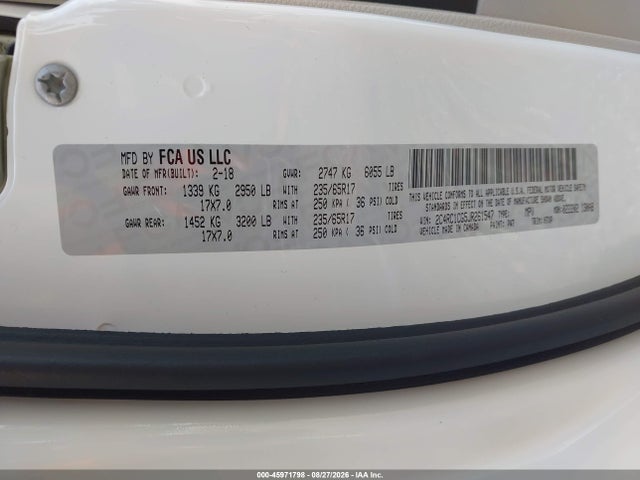 Aukcja sprzedaży 2018 Chrysler Pacifica Lx, vin: 2C4RC1CG5JR261547, numer aukcji: 45971798
