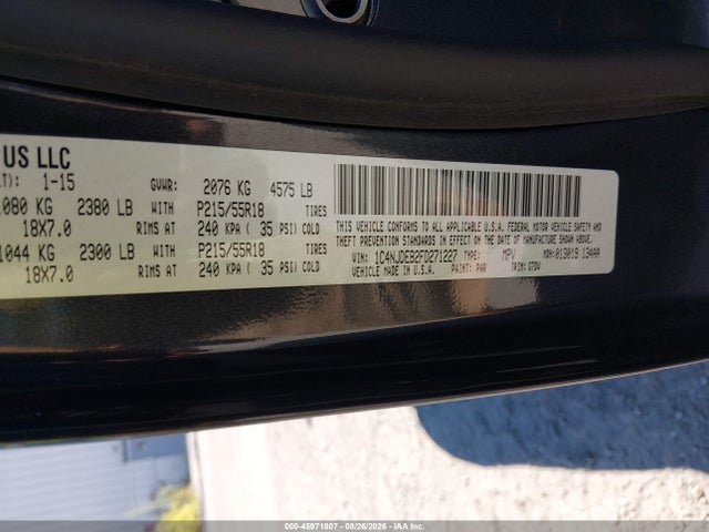 Продаж на аукціоні авто 2015 Jeep Compass Latitude, vin: 1C4NJDEB2FD271227, номер лоту: 45971807