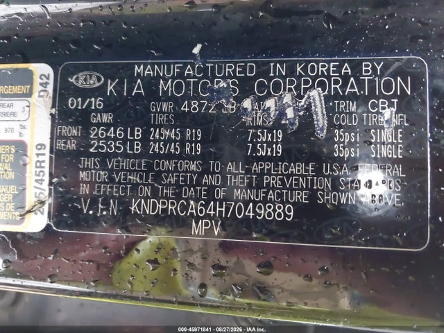 2017 Kia Sportage Sx Turbo მანქანა იყიდება აუქციონზე, vin: KNDPRCA64H7049889, აუქციონის ნომერი: 45971841