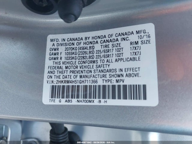 Honda CR-V EX 2016 2HKRM4H51GH711366 Image 9