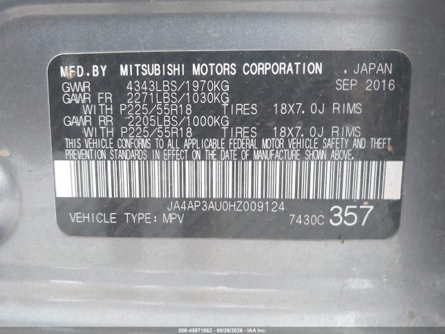 Продажа на аукционе авто 2017 Mitsubishi Outlander Sport 2.0 Le, vin: JA4AP3AU0HZ009124, номер лота: 45971862