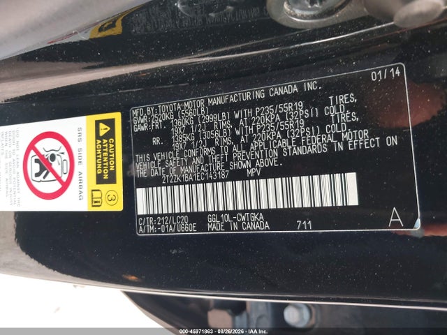 Aukcja sprzedaży 2014 Lexus Rx 350, vin: 2T2ZK1BA1EC143187, numer aukcji: 45971863