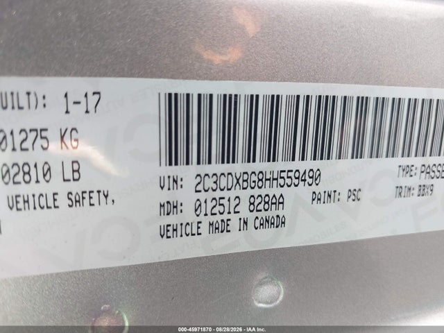 Aukcja sprzedaży 2017 Dodge Charger Se Rwd, vin: 2C3CDXBG8HH559490, numer aukcji: 45971870