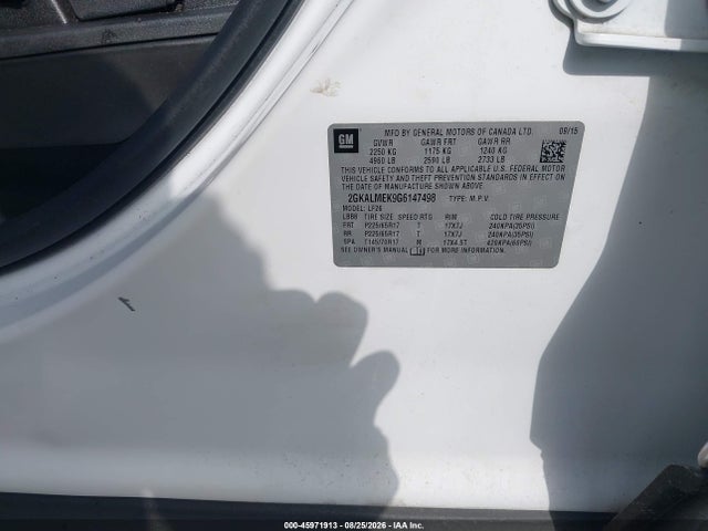 Продаж на аукціоні авто 2016 Gmc Terrain Sle-1, vin: 2GKALMEK9G6147498, номер лоту: 45971913