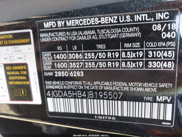 Продажа на аукционе авто 2018 Mercedes-benz Gle 350 4matic, vin: 4JGDA5HB4JB195507, номер лота: 45971914