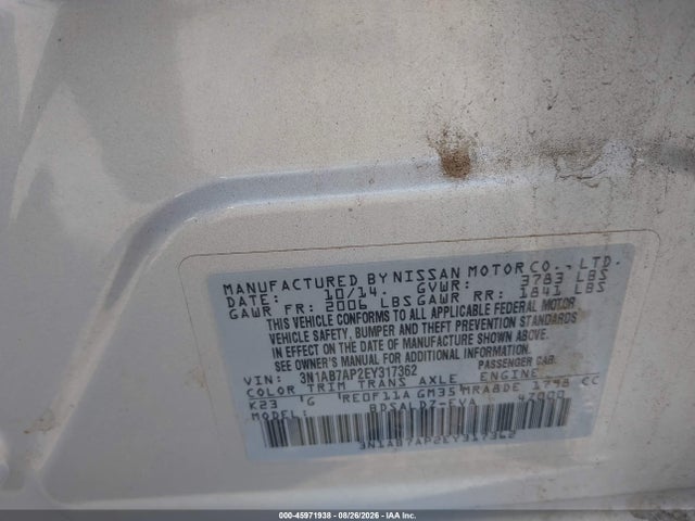 Aukcja sprzedaży 2014 Nissan Sentra Sv, vin: 3N1AB7AP2EY317362, numer aukcji: 45971938