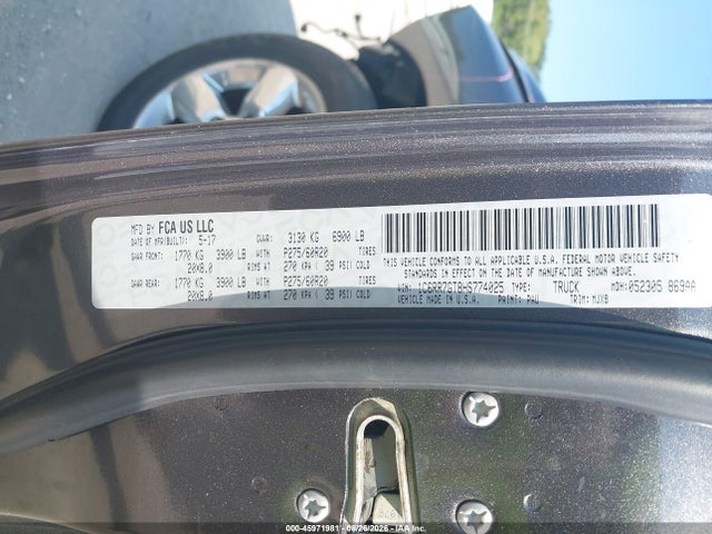 45971981 :رقم المزاد ، 1C6RR7GT8HS774025 vin ، 2017 Ram 1500 Big Horn  4x4 6'4 Box مزاد بيع