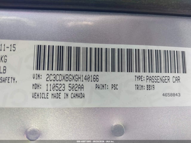2016 Dodge Charger Se მანქანა იყიდება აუქციონზე, vin: 2C3CDXBGXGH140166, აუქციონის ნომერი: 45971993