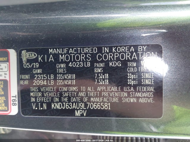Aukcja sprzedaży 2020 Kia Soul Gt-line, vin: KNDJ63AU9L7066581, numer aukcji: 45972099