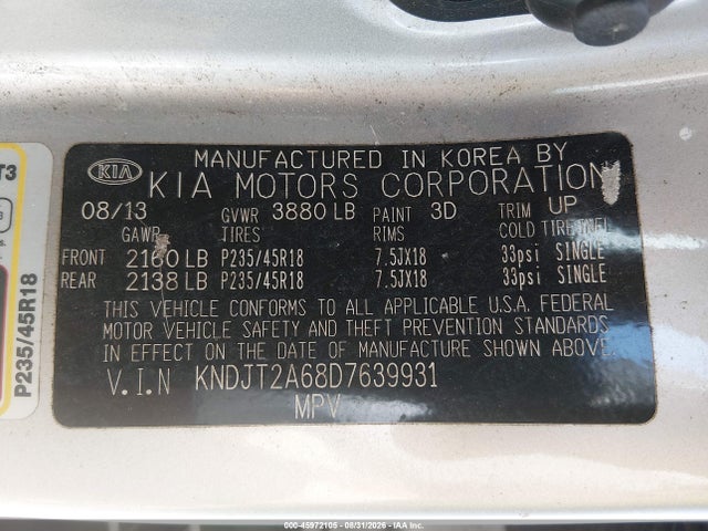 Продажа на аукционе авто 2013 Kia Soul !, vin: KNDJT2A68D7639931, номер лота: 45972105
