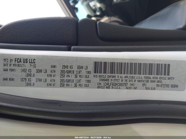 Продажа на аукционе авто 2017 Jeep Grand Cherokee Limited, vin: 1C4RJFBG9HC603797, номер лота: 45972234