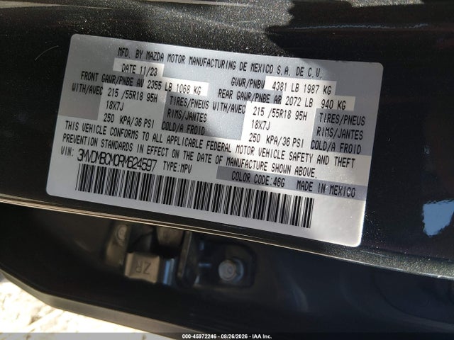 2024 Mazda Cx-30 2.5 S Preferred Package მანქანა იყიდება აუქციონზე, vin: 3MVDMBCM0RM624597, აუქციონის ნომერი: 45972246