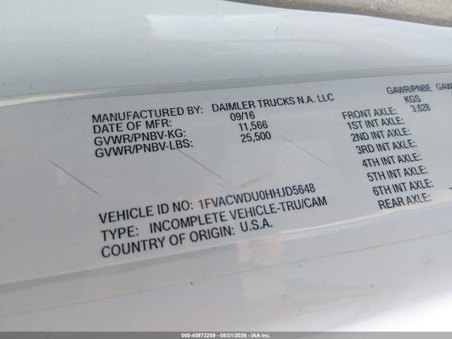 1FVACWDU0HHJD5648 Freightliner M2 106