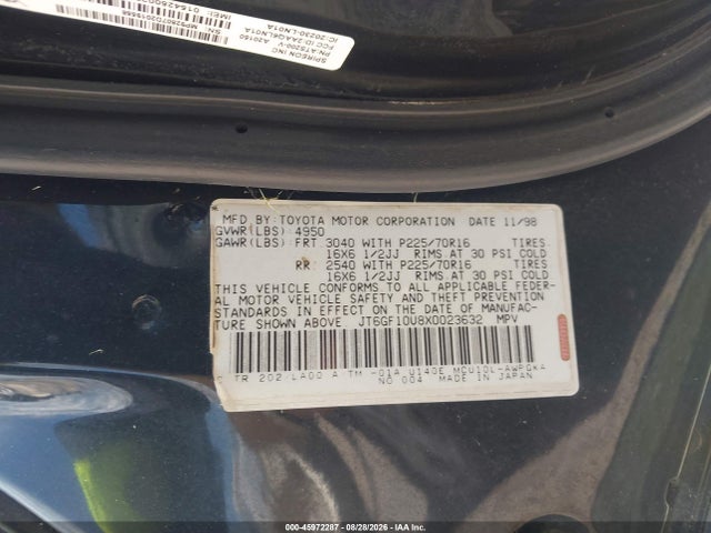 Продажа на аукционе авто 1999 Lexus Rx 300, vin: JT6GF10U8X0023632, номер лота: 45972287
