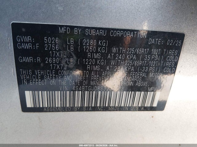 Продажа на аукционе авто 2025 Subaru Outback Wilderness, vin: 4S4BTGUD8S3226323, номер лота: 45972313